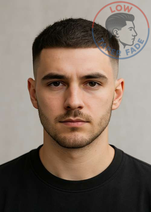 low taper fade front view