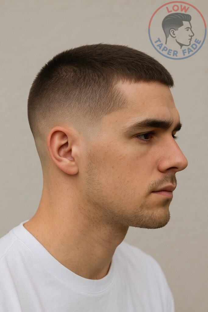 Low Fade Taper Long Buzz Cut
