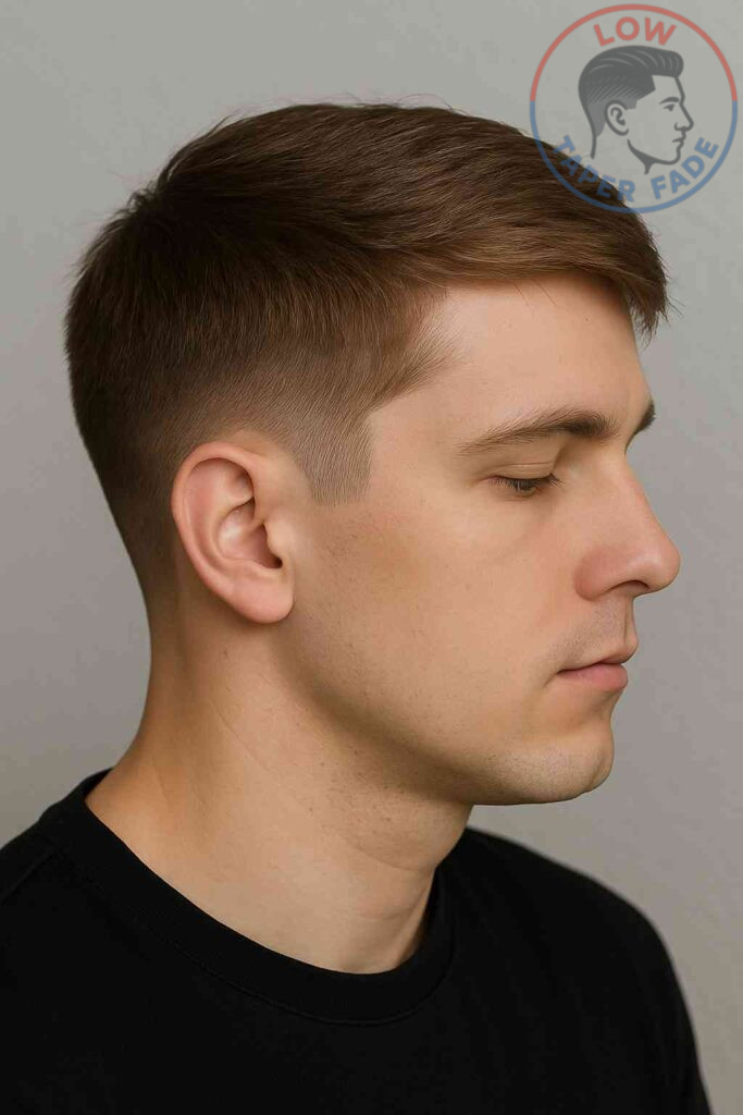Low Taper Fade Men Straight Hair