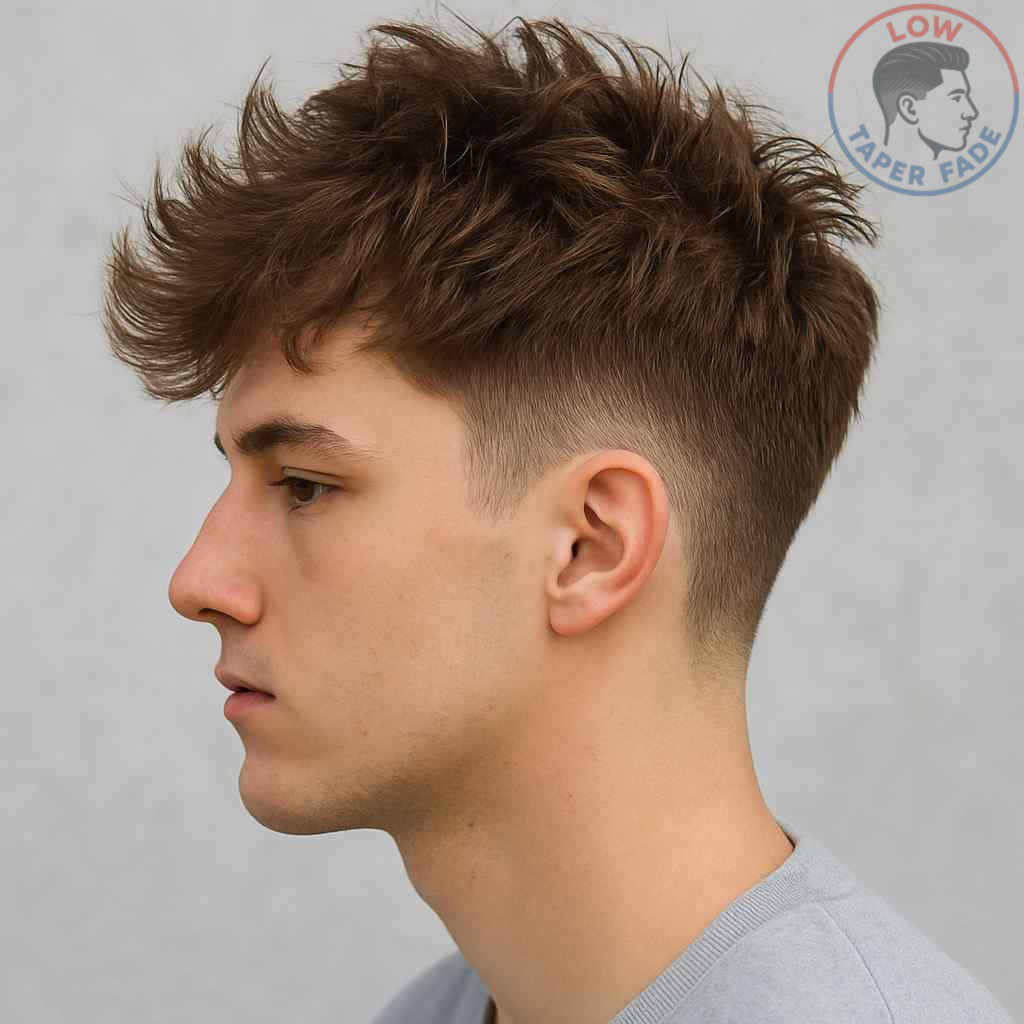 Low Taper Fade With Messy Hair