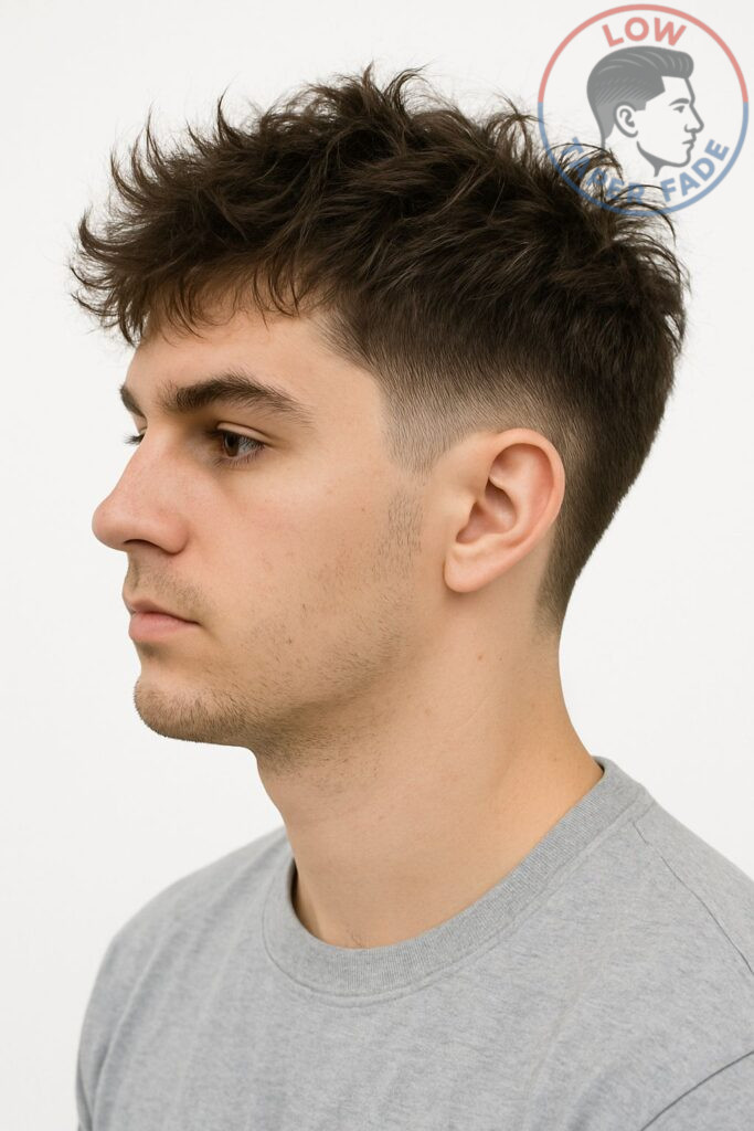 low taper fade haircut messy hair