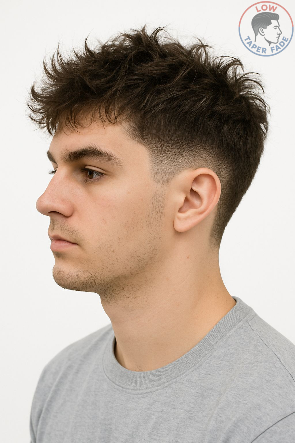low taper fade haircut messy hair
