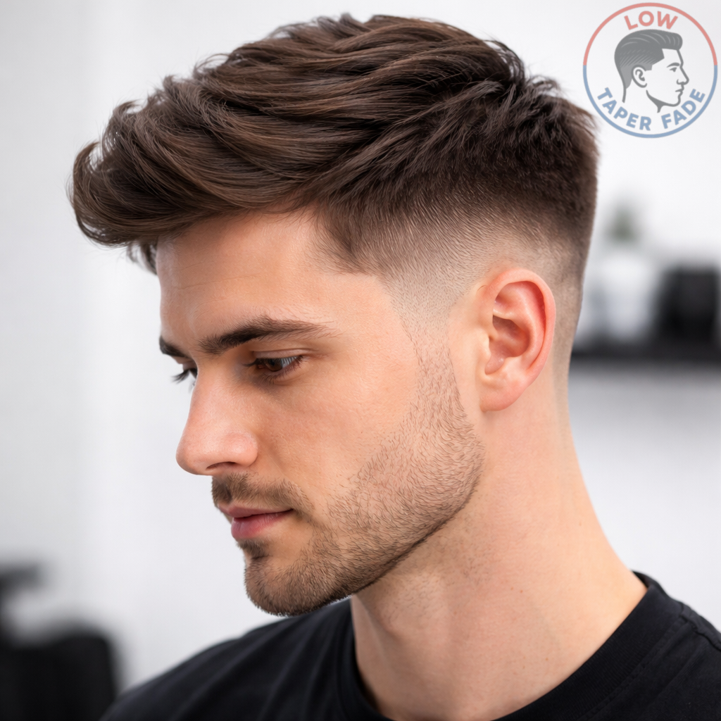 Textured Side Part with Low Taper Fade
