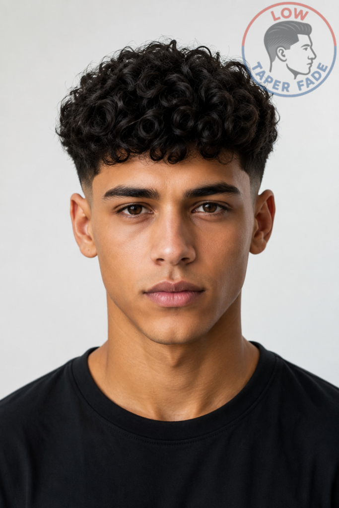 Low Taper Fade Curly Hair Front View
